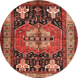 Round Machine Washable Contemporary Rust Pink Rug, wshcon1878