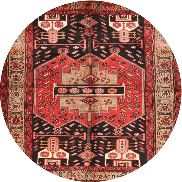 Round Machine Washable Contemporary Rust Pink Rug, wshcon1878