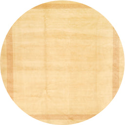 Round Contemporary Chrome Gold Yellow Solid Rug, con1886