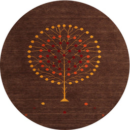 Round Machine Washable Contemporary Red Rug, wshcon1902