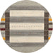 Round Machine Washable Contemporary Army Brown Rug, wshcon1903