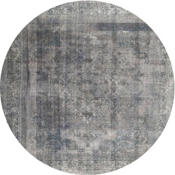Round Contemporary Dark Gray Modern Rug, con1917