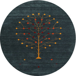 Round Machine Washable Contemporary Dark Slate Gray Green Rug, wshcon1926