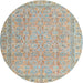 Round Machine Washable Contemporary Brown Rug, wshcon1936