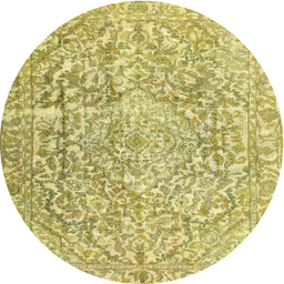 Round Contemporary Bold Yellow Modern Rug, con1937