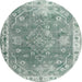 Round Contemporary Grayish Turquoise Green Modern Rug, con1940