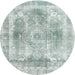 Round Contemporary Platinum Silver Gray Modern Rug, con1941