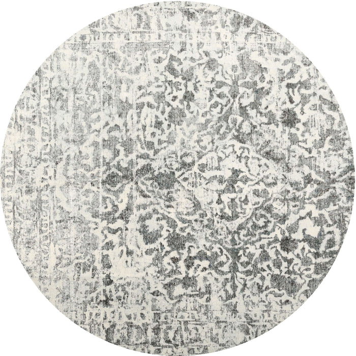 Round Machine Washable Contemporary Dark Gray Rug, wshcon1943