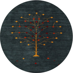 Round Machine Washable Contemporary Dark Slate Gray Green Rug, wshcon1946