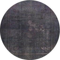 Round Machine Washable Contemporary Carbon Gray Rug, wshcon1948