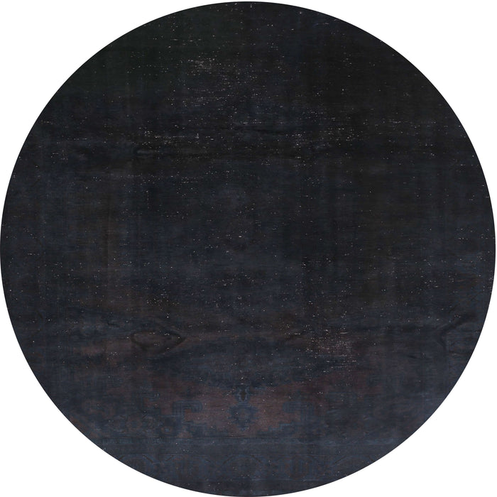 Round Machine Washable Contemporary Gunmetal Green Rug, wshcon1950