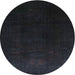 Round Contemporary Gunmetal Green Modern Rug, con1950