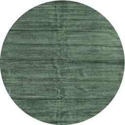 Round Machine Washable Contemporary Green Rug, wshcon1957