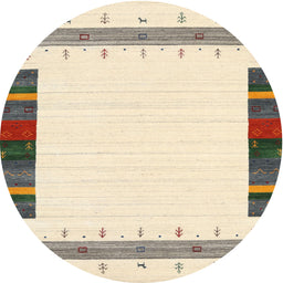 Round Machine Washable Contemporary Gold Rug, wshcon1967