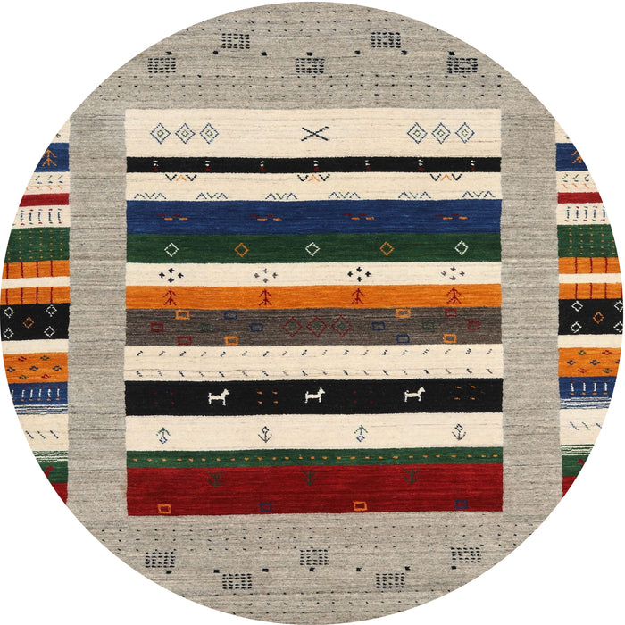 Round Machine Washable Contemporary Brown Rug, wshcon1968