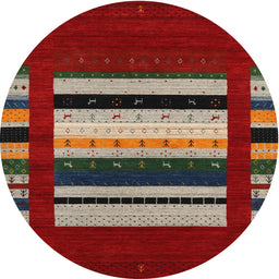 Round Machine Washable Contemporary Army Brown Rug, wshcon1969