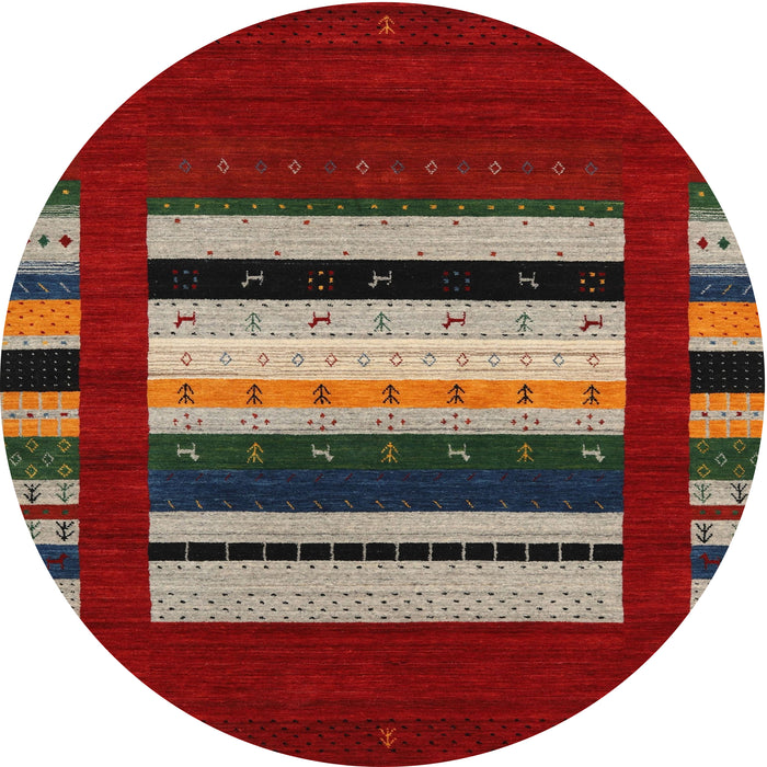 Round Machine Washable Contemporary Army Brown Rug, wshcon1969