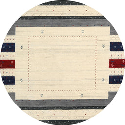 Round Contemporary Golden Blonde Gold Solid Rug, con1972