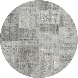 Round Contemporary Sage Green Patchwork Rug, con1979