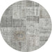 Round Contemporary Sage Green Patchwork Rug, con1979