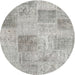 Round Contemporary Gray Patchwork Rug, con1980