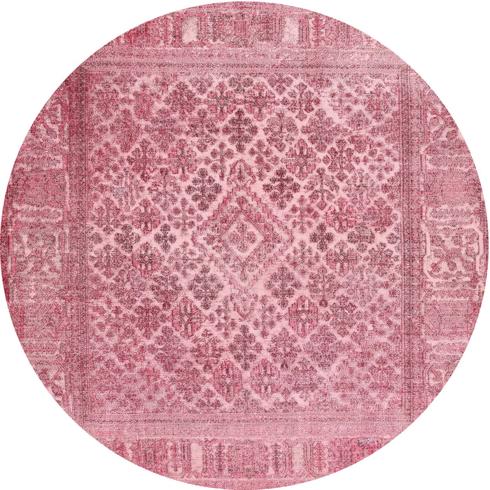 Round Machine Washable Contemporary Red Rug, wshcon1987