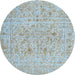 Round Contemporary Jeans Blue Modern Rug, con1992