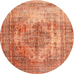 Round Machine Washable Contemporary Sand Brown Rug, wshcon1995