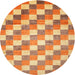 Square Contemporary Orange Abstract Machine Washable Rug, wshcon1
