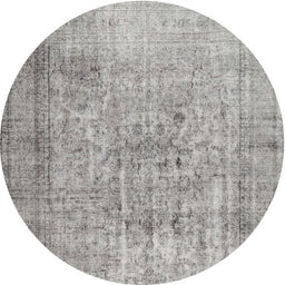 Round Machine Washable Contemporary Grey Gray Rug, wshcon2001