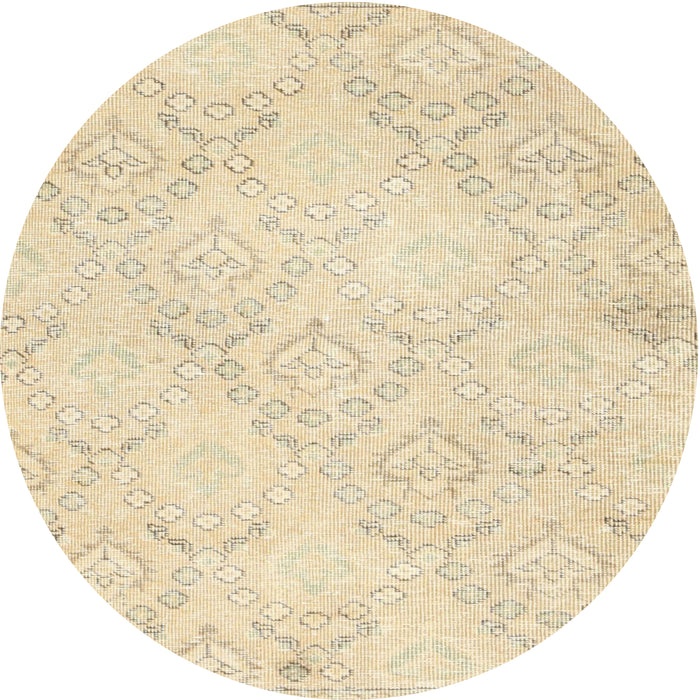 Round Contemporary Golden Blonde Gold Modern Rug, con2003