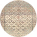 Round Contemporary Deep Peach Orange Modern Rug, con2008