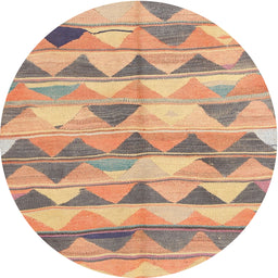 Round Contemporary Rust Pink Southwestern Rug, con2012