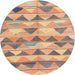 Round Contemporary Rust Pink Southwestern Rug, con2012