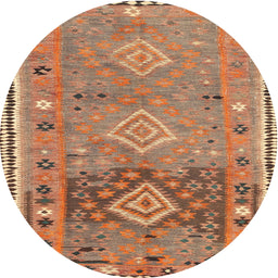 Round Machine Washable Contemporary Sand Brown Rug, wshcon2013