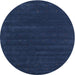 Round Machine Washable Contemporary Lapis Blue Rug, wshcon2014