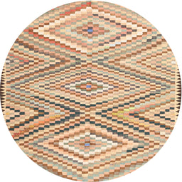 Round Contemporary Brown Southwestern Rug, con2015