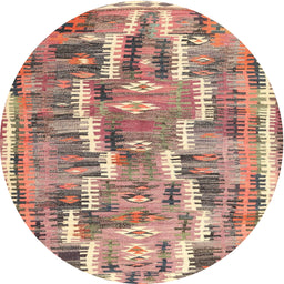 Round Machine Washable Contemporary Sienna Brown Rug, wshcon2017