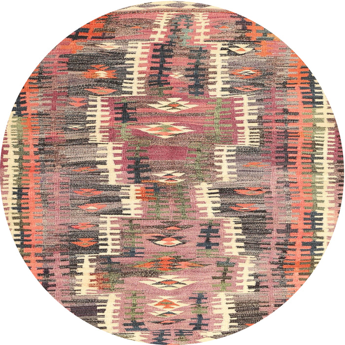 Round Contemporary Sienna Brown Southwestern Rug, con2017