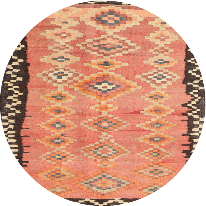 Round Contemporary Sand Brown Oriental Rug, con2022