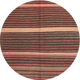 Round Machine Washable Contemporary Sunrise Orange Rug, wshcon2023