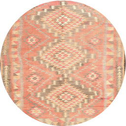 Round Machine Washable Contemporary Mango Orange Rug, wshcon2027