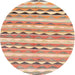 Round Contemporary Brown Southwestern Rug, con2028