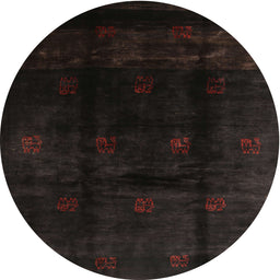 Round Contemporary Charcoal Black Modern Rug, con2033