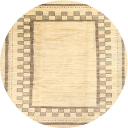 Round Machine Washable Contemporary Sandy Brown Rug, wshcon2035