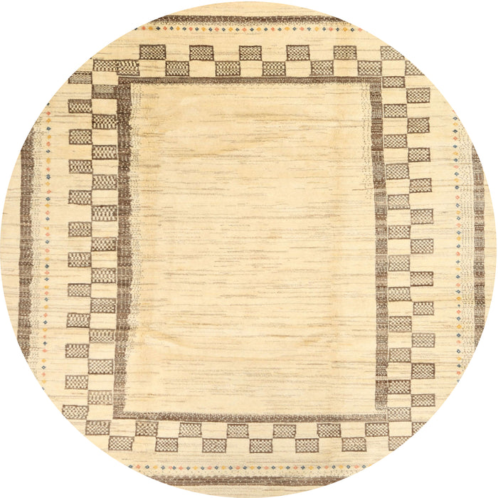 Round Contemporary Sandy Brown Solid Rug, con2035