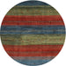 Round Contemporary Brown Red Modern Rug, con2043