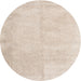 Round Machine Washable Contemporary Tan Brown Rug, wshcon2055