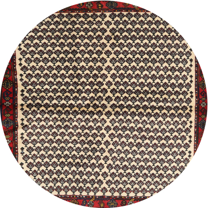 Round Contemporary Light French Beige Brown Modern Rug, con2056