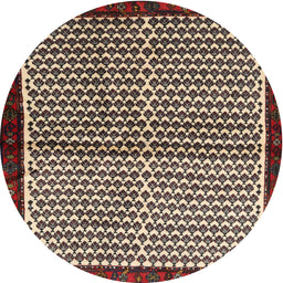 Round Machine Washable Contemporary Light French Beige Brown Rug, wshcon2056